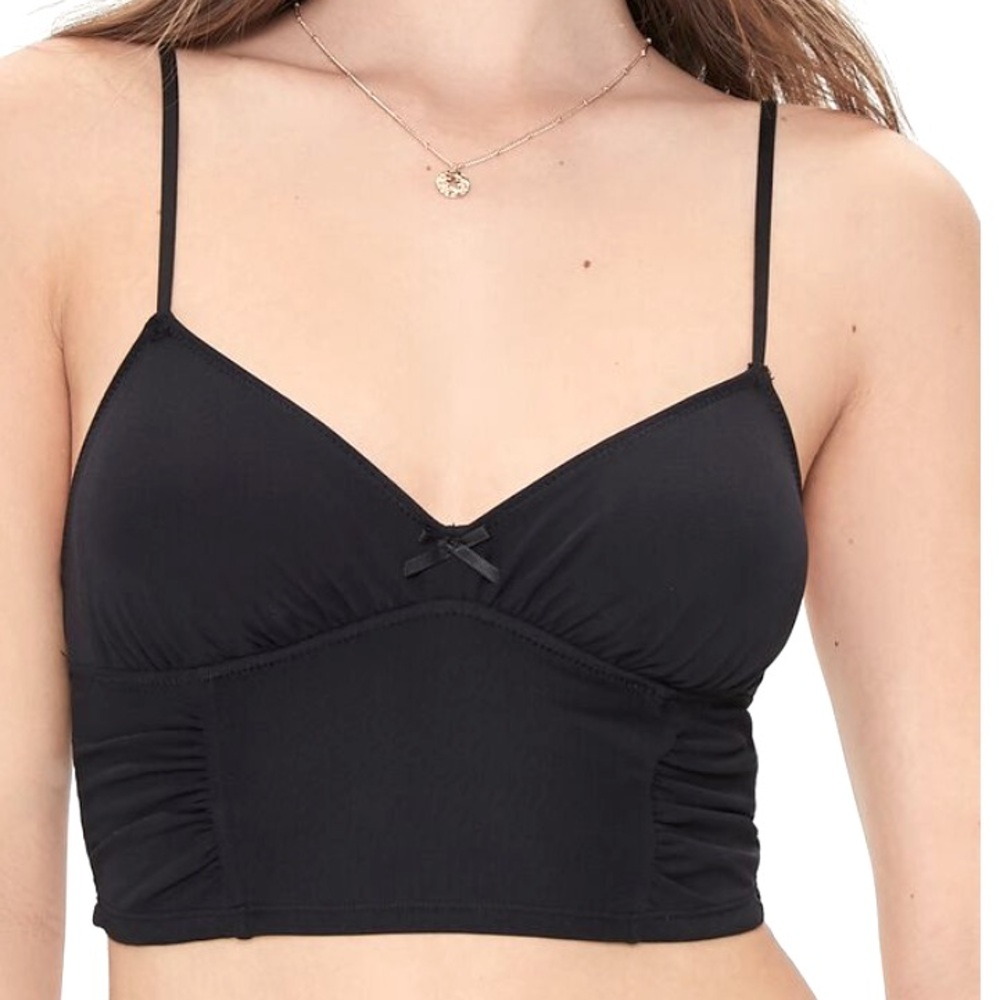 Black crop top mesh lined bralette